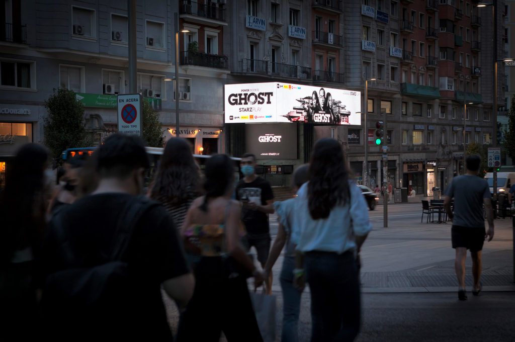 Publicité digitale pour le film Ghost à Madrid