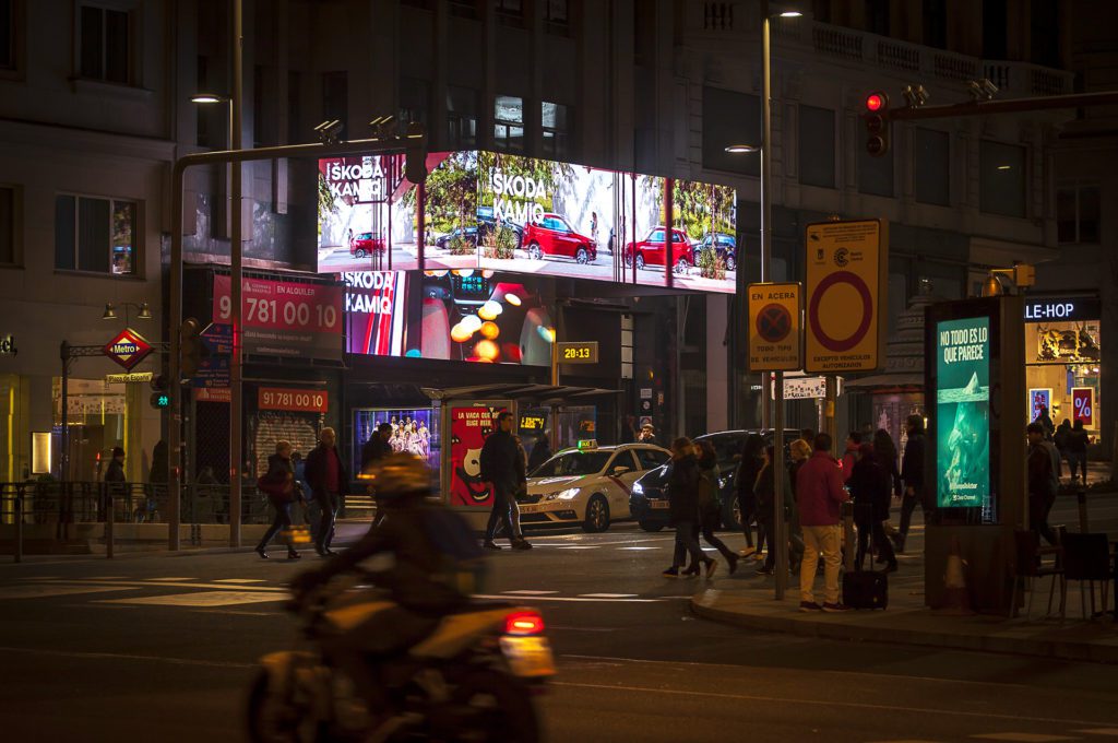 Publicité digitale pour Skoda à Madrid