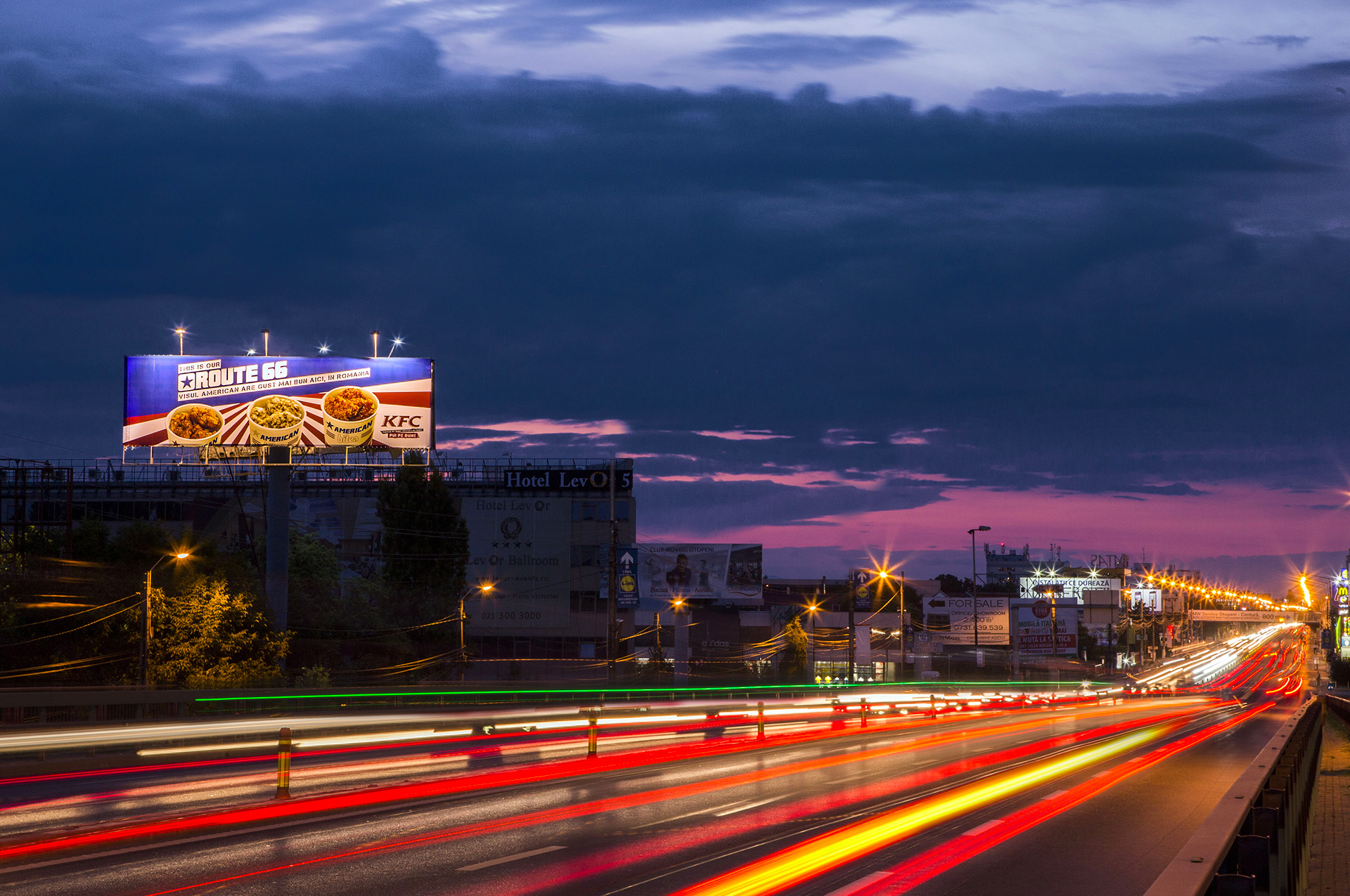 Giant banner for KFC in Romania