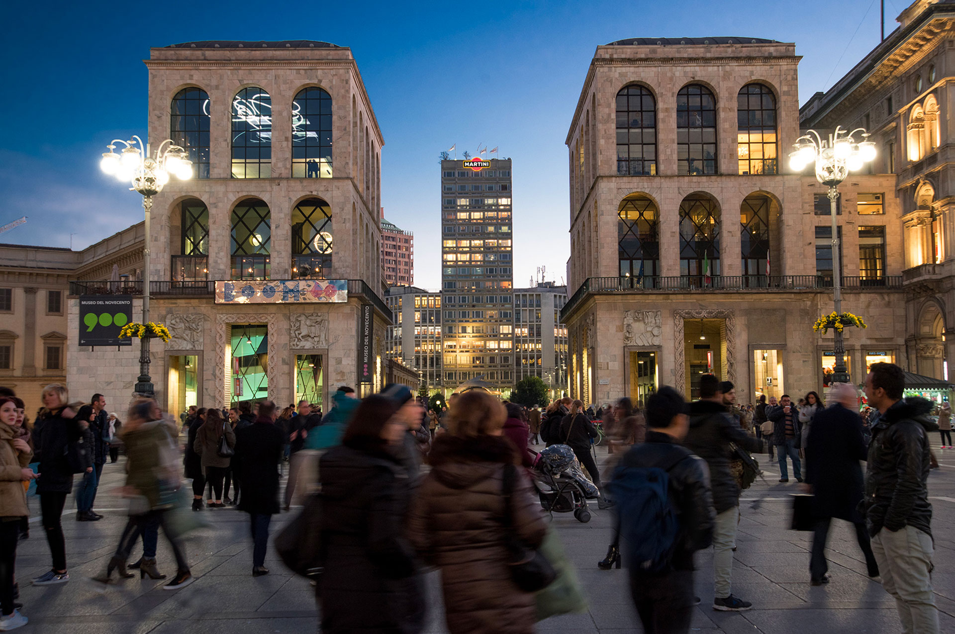 illuminated advertising for martini in Milan