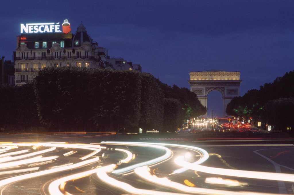 illuminated advertising Nescafe in Paris 2003