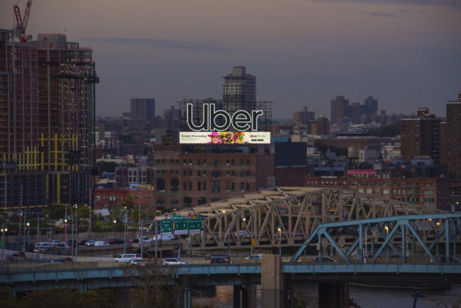 Illuminated advertising for Uber in New York