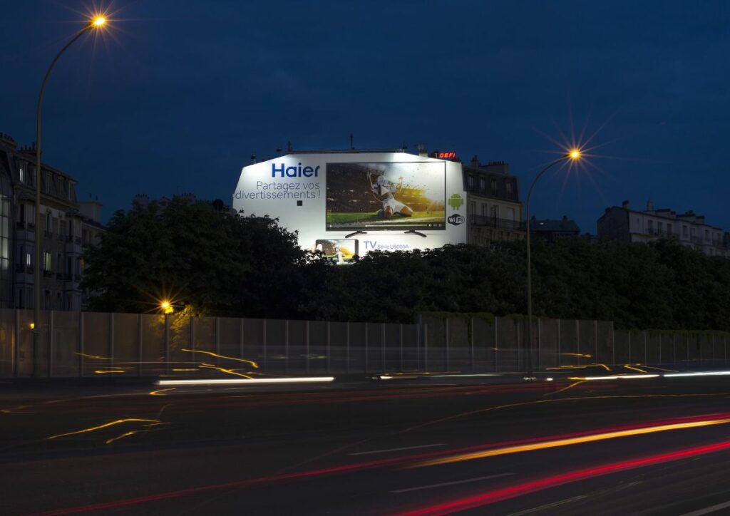 Advertising banner for Haier at Porte de St Mandé in 2016