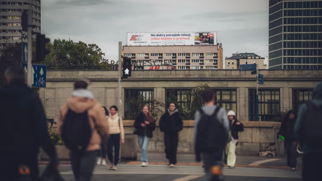 Day view of the PKP Intercity campaign in Warsaw, Poland